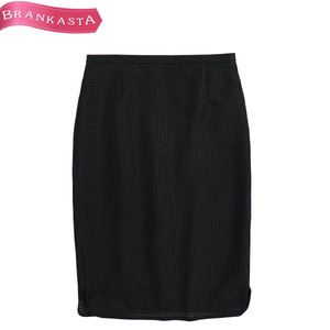 MOGA/ Moga lady's mi leak midi height tight skirt side slit tuck total race beautiful .3 L corresponding black [NEW]*51DH33