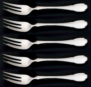 * Lucky wood silver re-k cake Fork 5P high class 18-10 stainless steel use mirror finish made in Japan new goods 