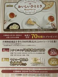 レシート懸賞応募☆紅茶教室,ヤオコー商品券3000円分当たる