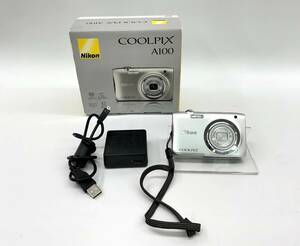 Nikon コンパクトデジタルカメラ COOLPIX A100 動作確認済み　付属品有り　シルバー　ゆうパック60サイズ　奈良県発（0-0.S-3）L-23　MH