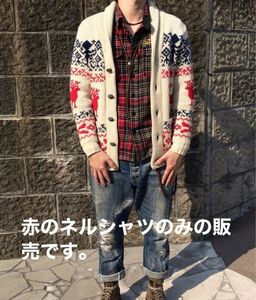 ボンズアンドピース BONES AND PEACE Used ネルシャツ レッド メンズM オブザネージュスタイル好きにも