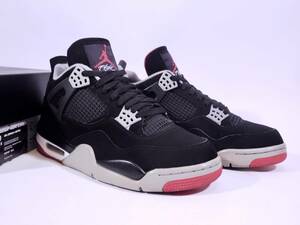 本物/2020年 NIKE AIR JORDAN4 RETRO OG BRED BLACK/FIRE RED 黒赤 US10/28cm 3使用のみ/ソールの減りもほとんどない美品 max95 1 dunk sb