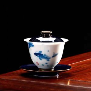 中国茶器　蓋碗　女性ぴったり　錦鯉