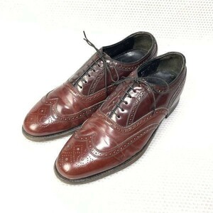 70s?ビンテージ品☆フローシャイムFlorsheim☆サイズ9D☆26.5〜27.0cm☆フルブローグ ビジネスシューズ☆赤茶△6-34