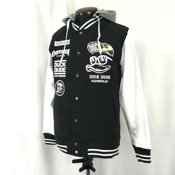 タグ付き新古品☆ビーワンソウル/b one soul☆スタジャンパーカー【メンズM/黒×白/black×white】Coat/Jacket/Jumper◇cBH431