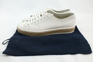 中古 PRADA Leather Espadrille Sneakers White Sneakers Shoes プラダ レザー エスパドリュー スニーカー ホワイト サイズ7 (26cm) 4E2861