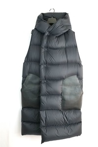 中古 21FW Rick Owens リックオーウェン メンズ パデッドベストレザーポケット ダウン ブラック サイズ48 RU02A5999-NZLGE3