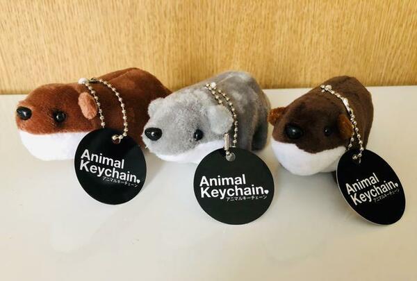 送料無料　アニマルキーチェーン Animal Keychain カワウソ 3個セット ブラウン グレー ダークブラウン 新品 未使用品 タグ付き 迅速発送