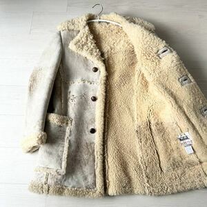 希少 70s USA製 WOOLRICH ウールリッチ 羊革 カリフォルニア スプリングラム ムートン ランチコート ヴィンテージ ジャケット vintage