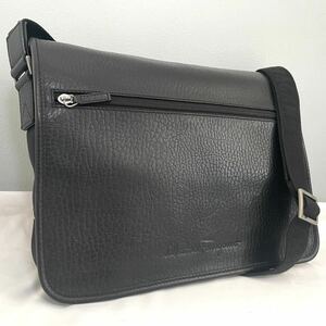 1円【美品】Salvatore Ferragamo フェラガモ メッセンジャーバッグ ショルダー ビジネス レザー キャンバス ブラック A4 斜め掛け メンズ