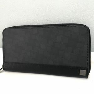 1円【美品】dunhill ダンヒル 長財布 ウォレット ラウンドファスナー ジップ ロゴ シルバー金具 ブラック 黒 レザー メンズ ビジネス