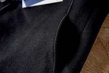 D0603-M 高品質 ウール混 コート メンズ チェスターコート カジュアル 細身 立ち襟 無地 秋冬 厚手 ロング ジャケット/ブラック_画像7