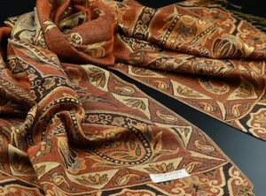 blakafee #BF-0492 極上 カシミア 大判 ストール【テラコッタ系/Paisley Journey】High Quality Pashmina Collection