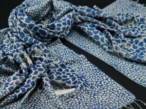 blakafee #BF-0325 極上 パシュミナ 大判 ストール【ブルー/ベージュ系/Leopard_豹】High Quality Pashmina Collection