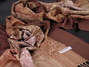 blakafee #BF-0454 極上 カシミア 大判 ストール【ブラウン系/paisley gradation】High Quality Pashmina Collection