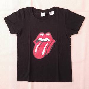 魅惑のバンドT特集! 10sデッド『THE ROLLING STONES ザ・ローリング・ストーンズ』レディース 半袖Tシャツ ブラック サイズWM／ロックT