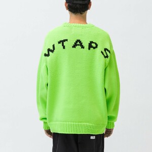 23秋冬　サイズ03・Lサイズ　グリーン　CREW NECK 01 / SWEATER / POLY. T-ROCK　ダブルタップス　WTAPS　232MADT-KNM04