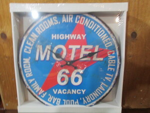 新品　展示品　掛け時計 　Motel 　66　アメリカン雑貨　 ビンテージ風 　丸型 　円形