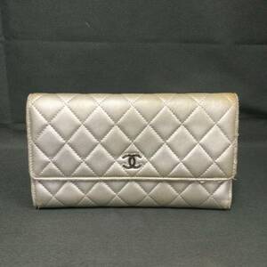 051222　253195　CHANEL　シャネル　長財布　シルバー系カラー　ココマーク　13番台　ブランド小物　服飾小物　　