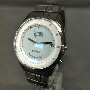 051226 253507 CITIZEN シチズン 腕時計 ウォッチ EXCEED エクシード H113-T009239 デイト Radio Controlled Eco-Drive ソーラー 稼働品