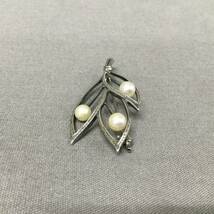 051229 254443　MIKIMOTO ミキモト　ブローチ　パール　リーフモチーフ　S刻印　アクセサリー　レディース　総重量約4.9ｇ_画像5