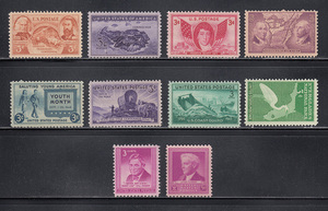 【アメリカ】1930年代頃～未使用切手(MNH)10種大量まとめてロット！希少！！(QZ_UCVmZJw)