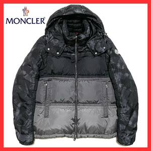 ★美品★ MONCLER モンクレール BREITMAN ブライトマン ロゴ ワッペン カモフラ 迷彩 切替 ナイロン ダウン パーカー ジャケット 1 正規品