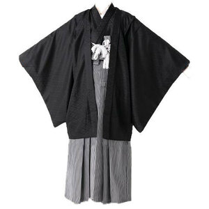 羽織袴 着物 フルセット 紋付 男児 ジュニア用 七歳用 長襦袢 雪駄付き 紋入れ可 新品 (株) 安田屋 NO211108