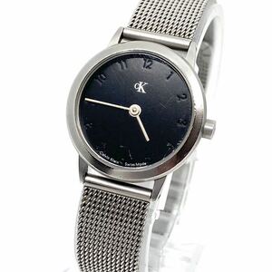 Calvin Klein 腕時計 ラウンド アラビアン クォーツ quartz 2針 ブラックフェイス シルバー 黒 銀 Swiss カルバンクライン Y290