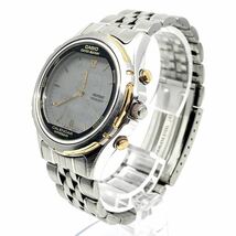 CASIO HOTBIZ カレンダー 腕時計 ABX-631 アナデジ ラウンド クォーツ quartz 3針 シルバー 銀 カシオ Y267_画像2