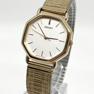 SEIKO 腕時計 蛇腹ベルト オクタゴン バーインデックス 3針 quartz クォーツ ホワイト ゴールド 白 金 セイコー Y207