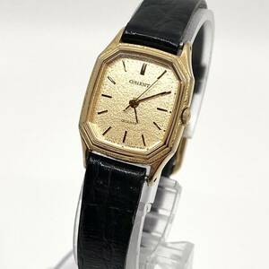 ORIENT 腕時計 オクタゴン バーインデックス クォーツ quartz 3針 ゴールドフェイス ブラック 金 黒 オリエント Y246