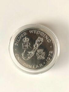 【美品】バミューダ諸島 大型銀貨 プルーフ銀貨 結婚25周年 記念銀貨 エリザベス2世 1972年