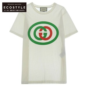 GUCCI グッチ コットン インターロッキング Tシャツ メンズ ホワイト XS