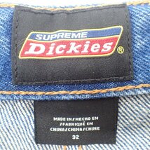 【国内正規/23FW】Supreme シュプリーム ｘDickiesデッキーズ ロゴ ダブルニー バギー デニムパンツ/ ボトムス 32 ブルー メンズ_画像3