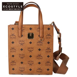 美品 MCM エムシーエム MMTAAKC02CO001 Aren Tote in Visetos ヴィセトス ミニ トートバッグ COGNAC レディース