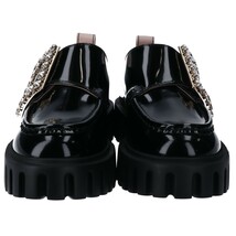 新品未使用/ Roger Vivier ロジェヴィヴィエ Viv' Go-Thick ストラスバックル パテントレザーローファー 38 ブラック レディース_画像3