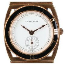 HAMILTON ハミルトン パイピングロック K18 レザーベルト クオーツ 腕時計 ケース:イエローゴールド/ベルト:ブラック メンズ_画像2