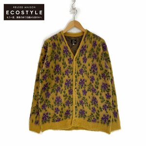 【1円/美品】 NEEDLES ニードルズ 23AW NS282 イエロー フラワーモヘアカーディガン Mohair Cardigan Flower トップス XS