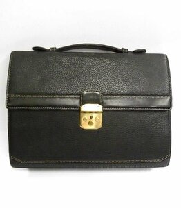 LANVIN/ランバン☆ヴィンテージ レザー ブリーフケース 鍵付き 書類鞄 黒 ブラック メンズ 紳士 革バッグ