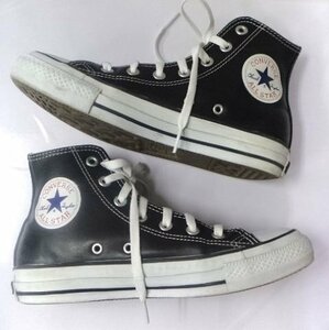 CONVERSE☆コンバース　レザーオールスターHI　スニーカー　24.5　黒　ブラック　参考価格:10,450円　定番 メンズ 　レディース 革 靴