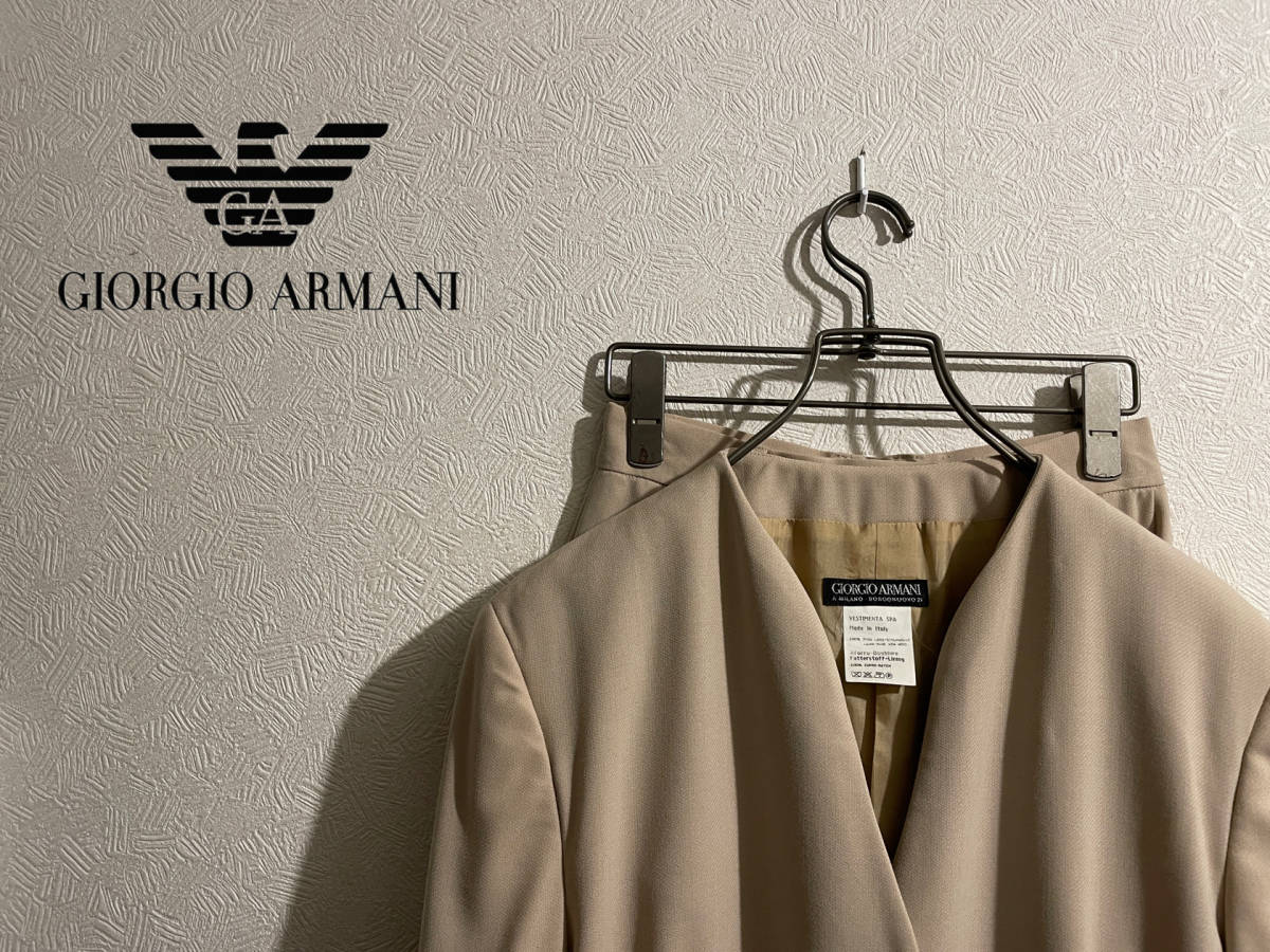 ◯ イタリア製 GIROGIO ARMANI ノーカラー パンツ スーツ セットアップ