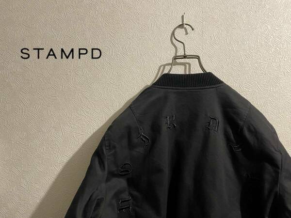 ◯ STAMPD クロス ジップ MA-1 ボンバー ジャケット / スタンプド ワッペン フライト ミリタリー ブラック 黒 XS Mens #Sirchive