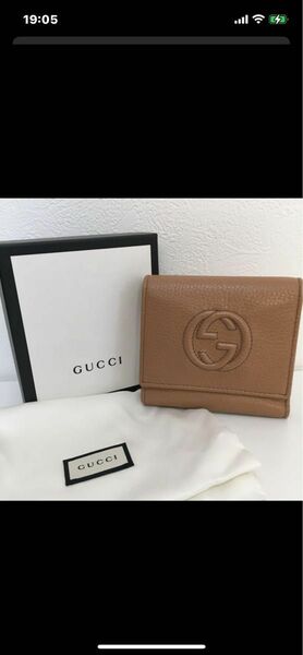 ☆新品未使用品　GUCCI グッチ　折り財布　ブラウン　GG 鑑定済み