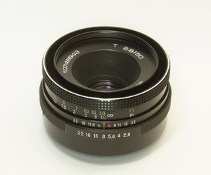 ドイツ製 Carl Zeiss Jena T 2.8/50 輸出仕様 M42 838N-943 ブラック 中後期型 Tessar aus Jena テッサー A/M切替レバー