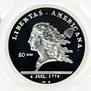 【世界に5枚 最高鑑定COA・BOX付】2023年 フランス リベルタス・アメリカーナ 銀貨 1オンス 20ユーロ PCGS PR70 DCAM モダン