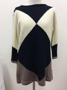  Alpha Cubic black, off white, light brown pattern knitted size M