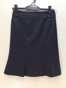  Untitled navy × stripe skirt polyester, rayon, polyurethane size .