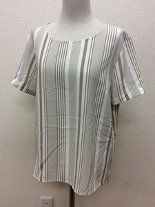  Indivi thin. short sleeves cut and sewn white ground ... beige. stripe line. thickness is various size 38