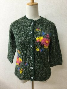 iiMK... green. knitted cardigan pink . yellow color. pattern size 38